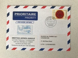 LUXEMBOURG Lettre "MEETING AERIEN ANNULE Suite Aux Attentats Du 11/09/01 Servenus Aux EU - Aérodrome De Basse Moselle - Storia Postale