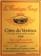 ETIQUETTE De VIN - " CÔTES Du VENTOUX 1998 " - La Montagne Rouge 13° - 75cl - Parfait Etat - Côtes Du Ventoux