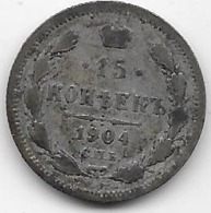 Russie - 15 Kopeks 1904 - Argent - Russia