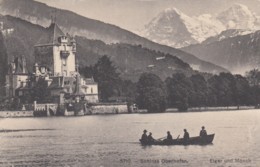 Schloss Oberhofen, Eiger Und Monch - 1911 - Une Barque - Oberhofen Am Thunersee