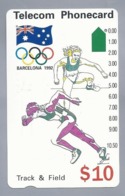 AU.- Telelecom Phonecard $10. Track & Field. Barcelona 1992. Australia. AUSTRALIË.  N91044-3-3.- 0000016794072 - Giochi Olimpici