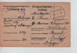 PR7438/ CP-PK PDG-POW-KFS Belge Camp Limburg A/L 1918 Censure > BXL Schaerbeek - Krijgsgevangenen