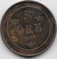 Suède - 5 Ore 1874 - Sweden