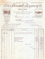 FACTURE REIMS 1927 LES BISCUITS ROGERON PETIT BEURRE MASSEPAINS - USINE RUE LESAGE - Food