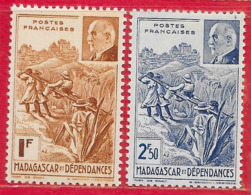 Madagascar N°229 1F Bistre & 230 2F50 Bleu 1941 ** - Unused Stamps