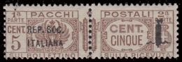 Italia: R.S.I. - Pacchi Postali: 5 C. Bruno - 1944 - Postpaketten
