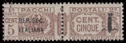 Italia: R.S.I. - Pacchi Postali: 5 C. Bruno - 1944 - Paketmarken