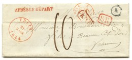 BELGIQUE - CAD THUIN + SR + BOITE A SUR LETTRE AVEC TEXTE DE GOZE POUR LA FRANCE, 1844 - 1830-1849 (Belgica Independiente)