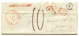 BELGIQUE - CAD THUIN + SR + BOITE A SUR LETTRE AVEC TEXTE DE GOZE POUR LA FRANCE, 1844 - 1830-1849 (Unabhängiges Belgien)