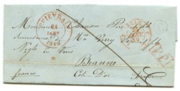 BELGIQUE - CAD QUIEVRAIN + BOITE C SUR LETTRE AVEC TEXTE DE MONTIGNIES POUR LA FRANCE, 1849 - 1830-1849 (Belgica Independiente)