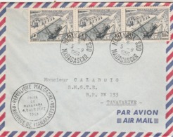 Madagascar Yvert 329 X 3 Bande Horizontale Sur Lettre Cachet Foire De MANAKARA - Manakara Sud 5/9/1959 - Briefe U. Dokumente