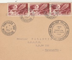 Madagascar Yvert 323 X 3 Sur Carton Cachet Foire De MANAKARA - Manakara Sud 5/9/1959 - Faune Oiseau Uratelomis - Briefe U. Dokumente
