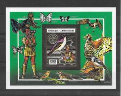 Centrafrique Central Africa Bloc Or Gold Non Dentelé Imperf Scout Oiseau ** - Ongebruikt
