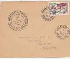Madagascar Yvert 340 Seul Sur Carton Cachet Foire De MANAKARA - Manakara Sud 5/9/1959 - Drapeau - Briefe U. Dokumente