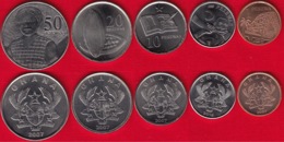 Ghana Set Of 5 Coins: 1 - 50 Pesewas 2007-2016 UNC - Ghana