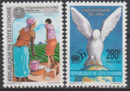 Côte D'Ivoire Ivory Coast 1995 Mi. 1140 - 1141 ONU UN United Nations UNO FAO 50 Ans Years Food Nahrung Alimentation - ONU