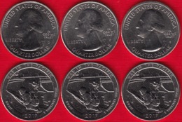 USA Set Of 3 Quarters: "War In The Pacific, Guam" 2019 D, P, S UNC - 2010-...: National Parks