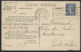 ROULETTE DU N° 237 40ct Outremer Type Semeuse Camée Sur CP De La Samaritaine, Obl. Méc. "PARIS R.P. Départ 6/5/30" - Coil Stamps