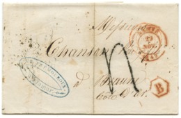 BELGIQUE - CAD NAMUR + BOITE B ROUGE SUR LETTRE AVEC TEXTE DE NAMUR POUR LA FRANCE, 1849 - 1849-1850 Médaillons (3/5)