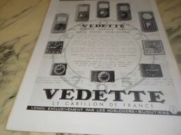 ANCIENNE PUBLICITE  CARILLON DE FRANCE  VEDETTE 1934 - Clocks