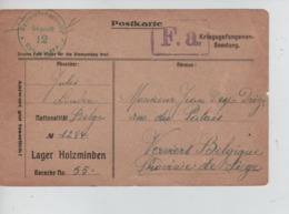 PR7447/ CP PDG-POW- Camp De Holzminden 1918 Censure Du Camp > Verviers - Krijgsgevangenen