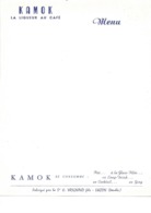 LOT DE 8 MENUS  21 X 27  -  KAMOK -LIQUEUR AU CAFE - FABRIQUE PAR H . VRIGNAUD -LUCON- VENDEE - Menus