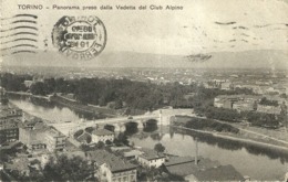 5582 "TORINO-PANORAMA PRESO DALLA VEDETTA DEL CLUB ALPINO"-CARTOLINA POSTALE ORIGINALE  SPEDITA 1918 - Panoramic Views