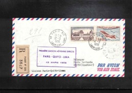 France 1958 Air France First Flight Paris - Quito - 1927-1959 Covers & Documents