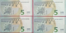 2 Parejas Correlativas 5 Euros Tercera Firma De Draghi De La VA Y De La VB De España, Uncirculated - 5 Euro