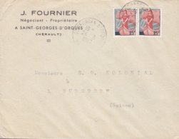 France J. FOURNIER Négociant SAINT-GEORGES-d'ORQUES Hérault 1960 Cover Lettre BURGDORF Suisse 2x Marianne á La Nef - 1959-1960 Marianne (am Bug)