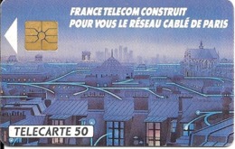 CARTE-PUBLIC-F109-50U-GEMA-1990-RESEAU  CABLE DE PARIS-Série N° 39503H -UTILISE-TBE - 1990