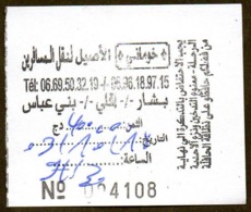 Algeria Ticket Bus Transport - Bechar - Beni Abbès - Busticket - Billete De Autobús Biglietto Dell'autobus 2018 - Welt