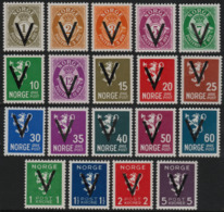 ~~~ Norvege 1941 - Victoire V Surchagée - Mi. 239Y/256Y ** MNH - CV 100.00 Euro (N5) ~~~ - Ongebruikt
