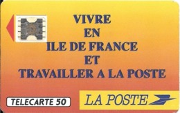 CARTE-PUBLIC-F-136-1990-50U-SC4ab-Trou 6-LA POSTE-Ile De France-5 Pe 21580-UTILISEE-  TBE- - 1990