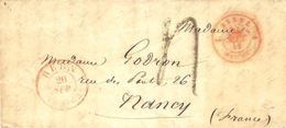 1849- Lettre De BERN Pour Paris -entrée BERNE 2 MAICHE 2  Rouge +  4 D. Tampon - Entry Postmarks