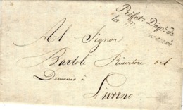 1810- Lettre En Franchise " Préfet, Dépt De / La Méditérranée  " Pour Livorno - 1792-1815: Départements Conquis