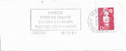 FRANCE. FRAGMENT POSTMARK CERBERE. FLAMME. 1991 - Altri & Non Classificati