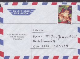 Rwanda Air Mail  EVECHE DE KABGAYI, KIGALI 1978? Cover Brief SURSEE Suisse 26 Fr. Affe Monkey Potto - Other & Unclassified