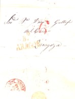 1842 , HUESCA / BARBASTRO , CARTA COMPLETA CIRCULADA A BARCELONA , MARCA PREF. DE BARBASTRO EN ROJO - ...-1850 Vorphilatelie