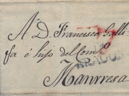 1833 , HUESCA / BARBASTRO , CARTA COMPLETA CIRCULADA A MANRESA , MARCA PREF. DE BARBASTRO EN NEGRO - ...-1850 Prephilately