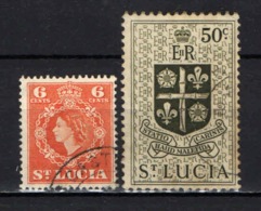 ST. LUCIA - 1953 - STEMMA ED EFFIGIE DELLA REGINA ELISABETTA II - USATI - St.Lucia (...-1978)