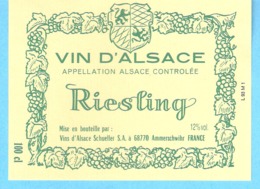 Etiquette-Vin D'Alsace-Riesling- Schueller à Ammerschwihr - Riesling