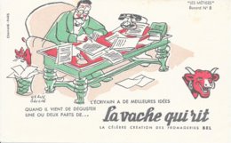 BUVARD  - LA VACHE QUI RIT -  LES METIERS    N° 8  - L'ECRIVAIN   -  DESSINATEUR  HERVE BAILLE  - TRES BON ETAT - Milchprodukte