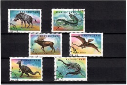 Kazakhstan 1994 . Dinosaurs. 6v: 1, 1.2, 2, 3, 5, 7  Michel # 62-67  (oo) - Kazakhstan