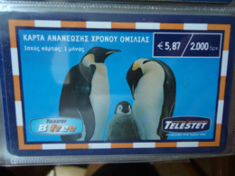 GREECE USED  PREPAID CARDS TELESTET  B FREE 2000 BIRDS PINGUINS - Pinguine