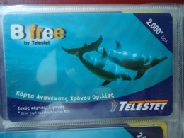 GREECE USED  PREPAID CARDS TELESTET  B FREE 2000 FISH FISHES SHARK - Peces