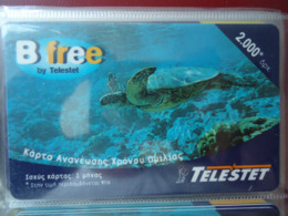 GREECE USED  PREPAID CARDS TELESTET  B FREE 2000 TURTLES - Turtles