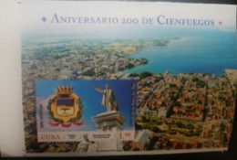 O) 2019 CUBA - CARIBBEAN, IMPERFORATED, COAT. JOSE MARTI STATUE, LANDSCAPE OF CIENFUEGOS, MNH - Geschnittene, Druckproben Und Abarten