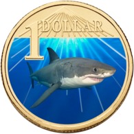 AUSTRALIA • 2007 • $1 • OCEAN SERIES - WHITE SHARK • Coloured Uncirculated Coin In Card - Otros & Sin Clasificación