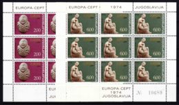 Yugoslavia Republic 1974 Europa-CEPT Mi#1557-1558 Mint Never Hinged Kleinbogen (Minisheet) - Ungebraucht